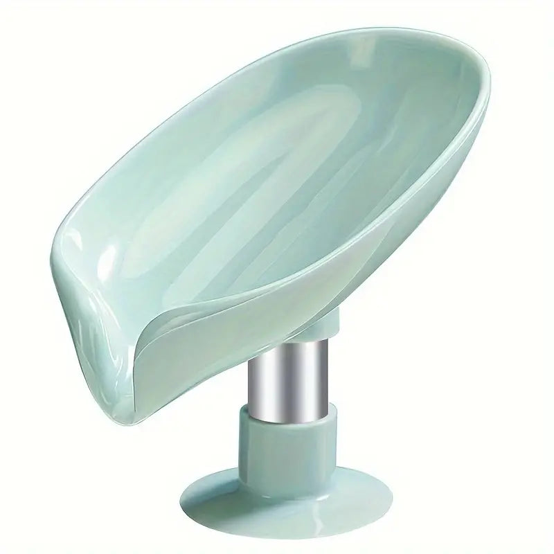 "Leaf Shape Suction Cup Soap Dish - Stylish Bathroom Organizer"