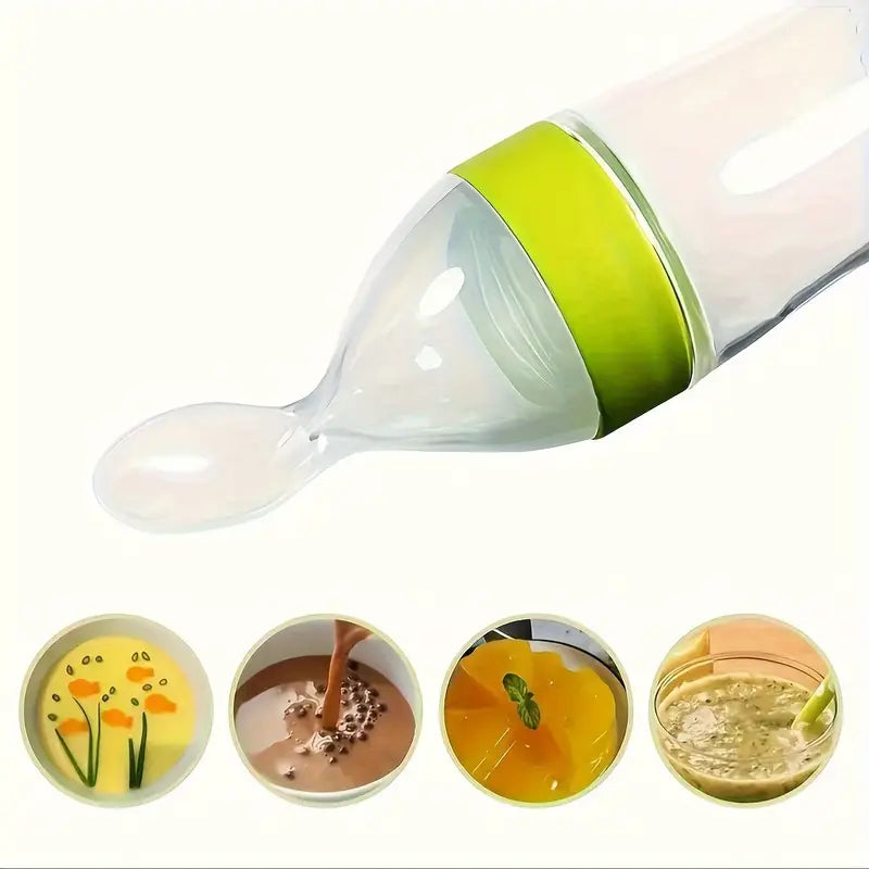 Food Feeder, Silicone Feeding Bottle With Spoon And Suction, 90ml Food Spoon Tableware, Multifunctional Feeding Tableware, Medicine And Food Processor