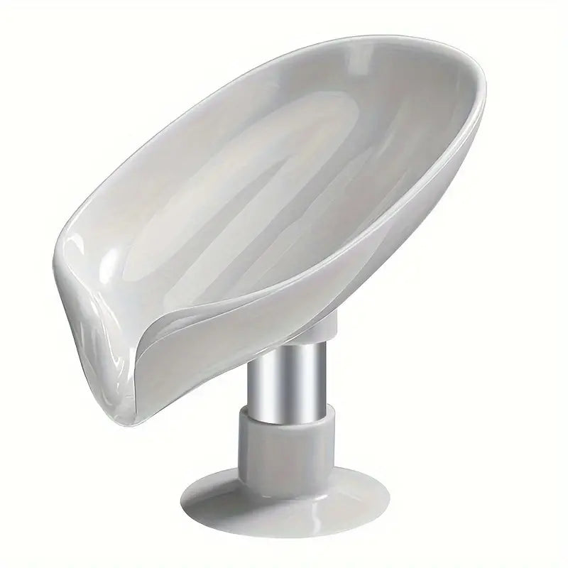 "Leaf Shape Suction Cup Soap Dish - Stylish Bathroom Organizer"