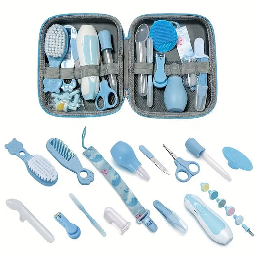 "UNICHERRY 14pcs Youngsters Care Kit: Portable Grooming & Safety Essentials in Pink/Blue"