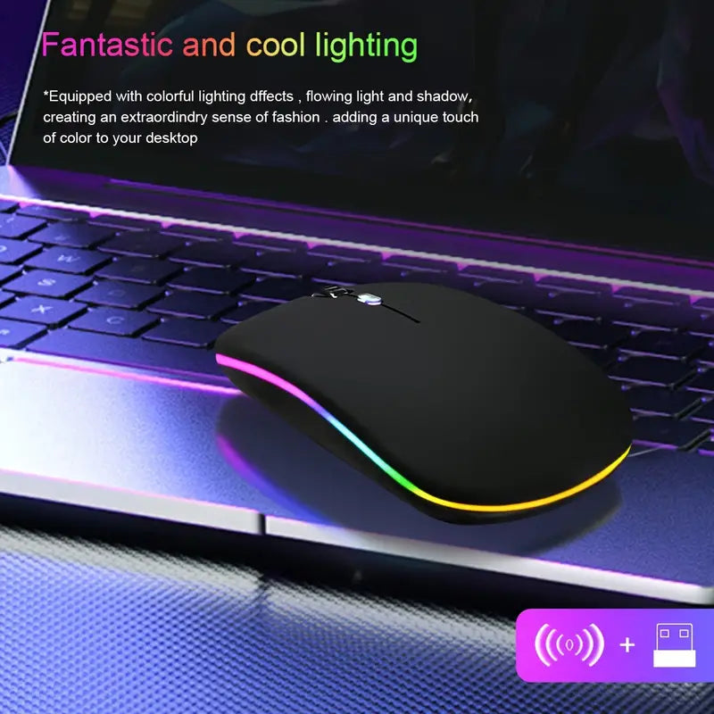 Dual Mode RGB Wireless Mouse: Adjustable DPI for Gaming & Office