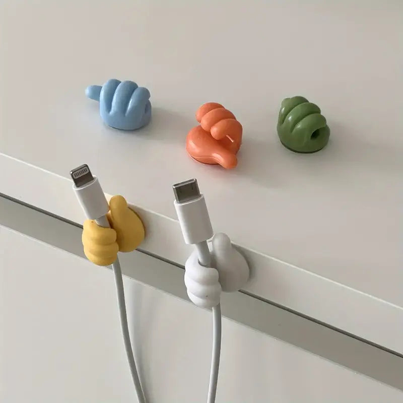 5pcs Thumb Pattern Cable Organizers - No-Drill Hooks for Home