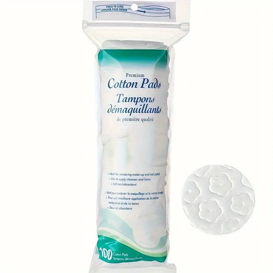 Premium Cotton Pads: 100 Pieces, Woven Edge, Hypoallergenic, No Fragrance, Suitable for All Skin Types