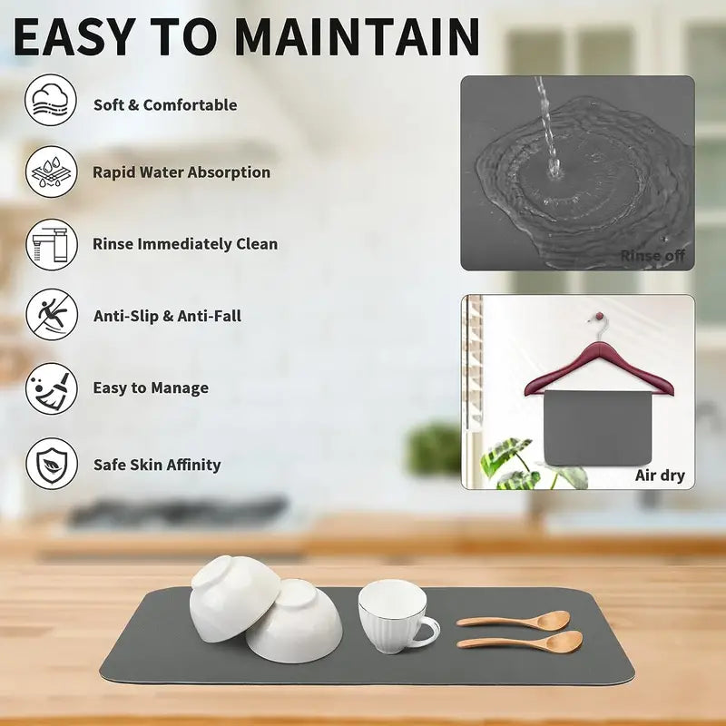 40.64cmx50.8cm "Premium Kitchen Dish Drying Mat: Super Absorbent & Heat Resistant"