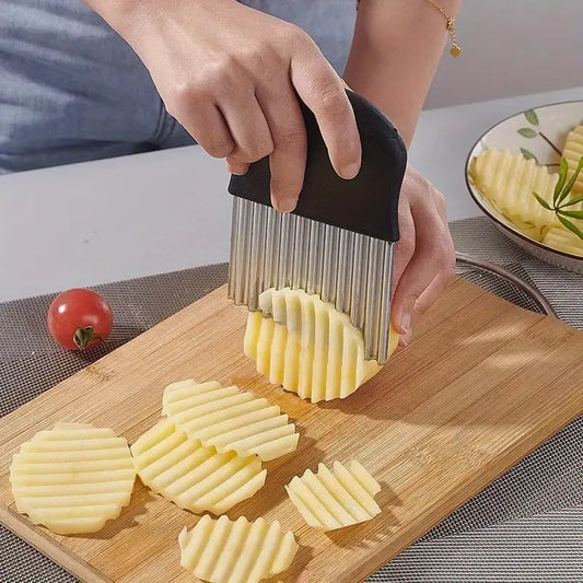 Upgraded Wavy Chopper Knife - Crinkle Cutter for Fruits & Veggies