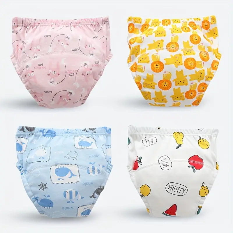 3pcs Pattern Potty Training Pants, 6-layer Breathable Cotton Gauze Four Seasons, Baby Cloth Diapers, Children's Diaper Pants, Washable Diaper Pants