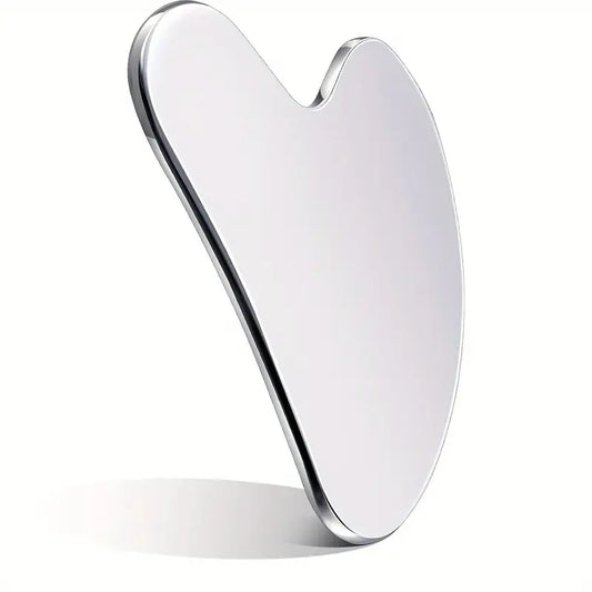 "Heart-Shaped Stainless Steel Gua Sha Tool: Relaxing Facial & Body Massager with Travel Pouch"