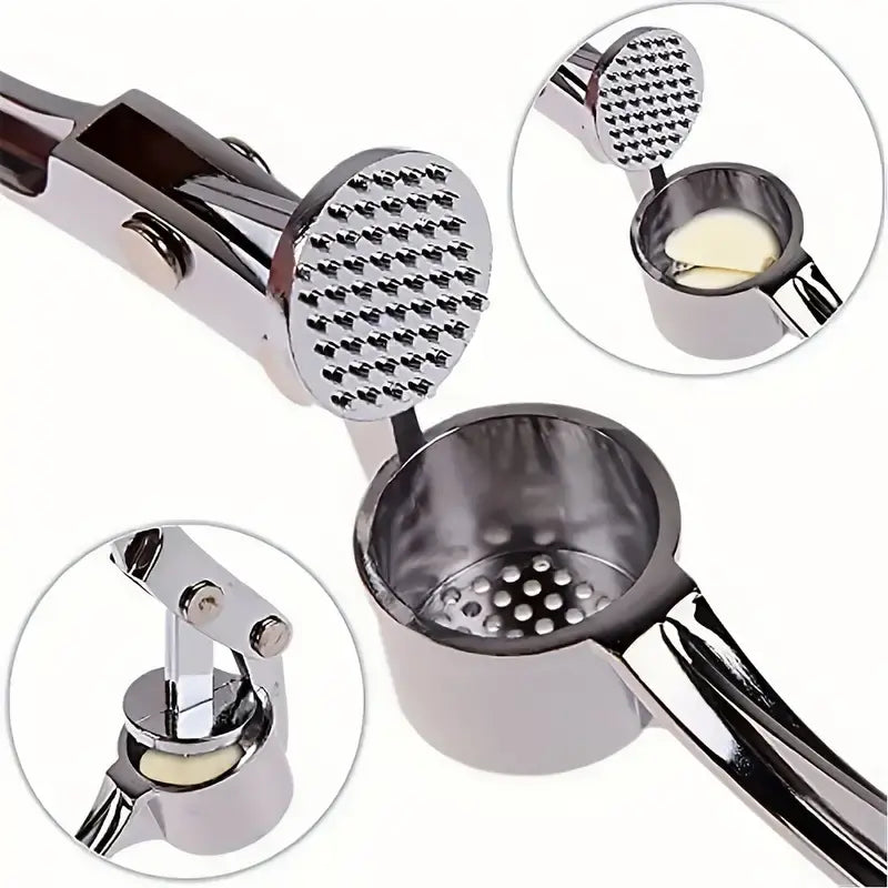 "Stainless Steel Garlic Press: Durable Manual Mincer & Ginger Crusher for Easy Cooking"