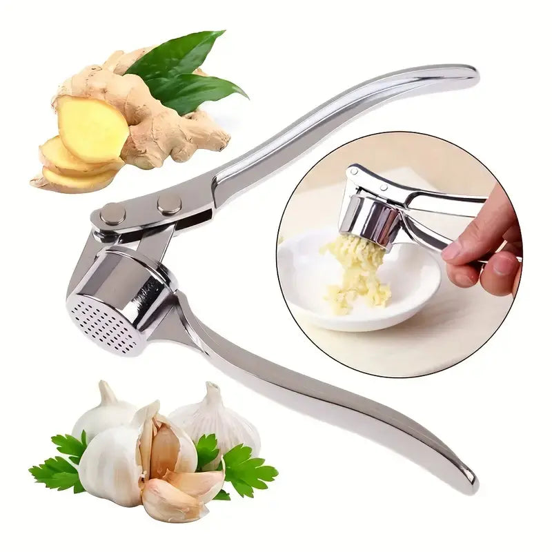 "Stainless Steel Garlic Press: Durable Manual Mincer & Ginger Crusher for Easy Cooking"