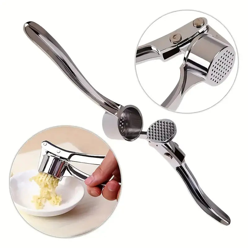 "Stainless Steel Garlic Press: Durable Manual Mincer & Ginger Crusher for Easy Cooking"