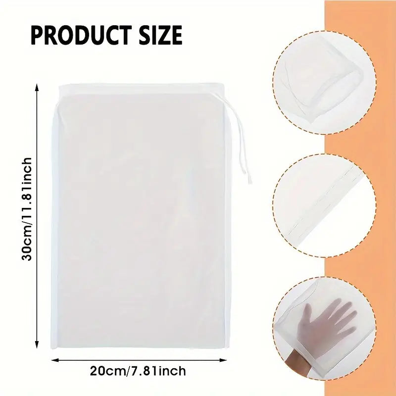 Reusable Fine Mesh Nylon Food Strainer And Nut Milk Bag - Premium Kitchen Gadget for Efficient Brewing