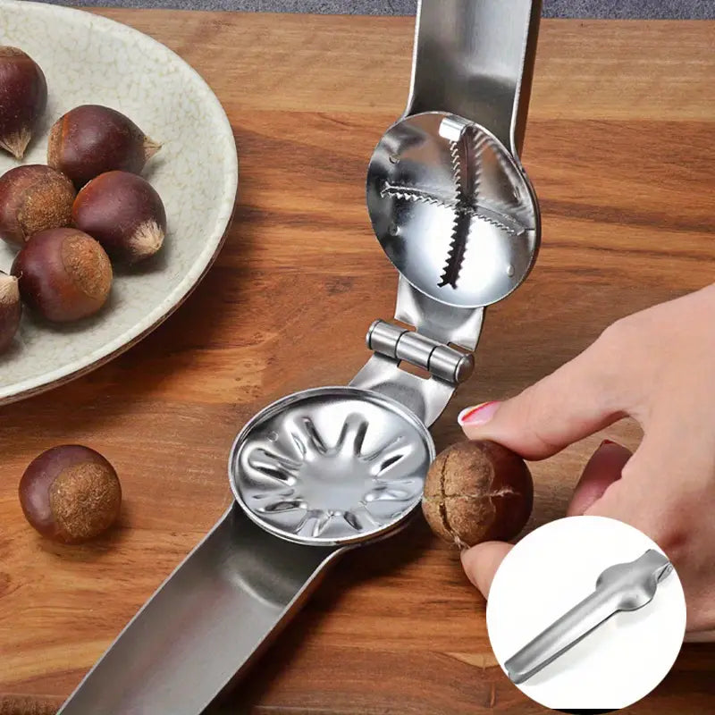 Stainless Steel Nutcracker - Easy-to-Use Chestnut & Walnut Opener, Durable Kitchen Gadget