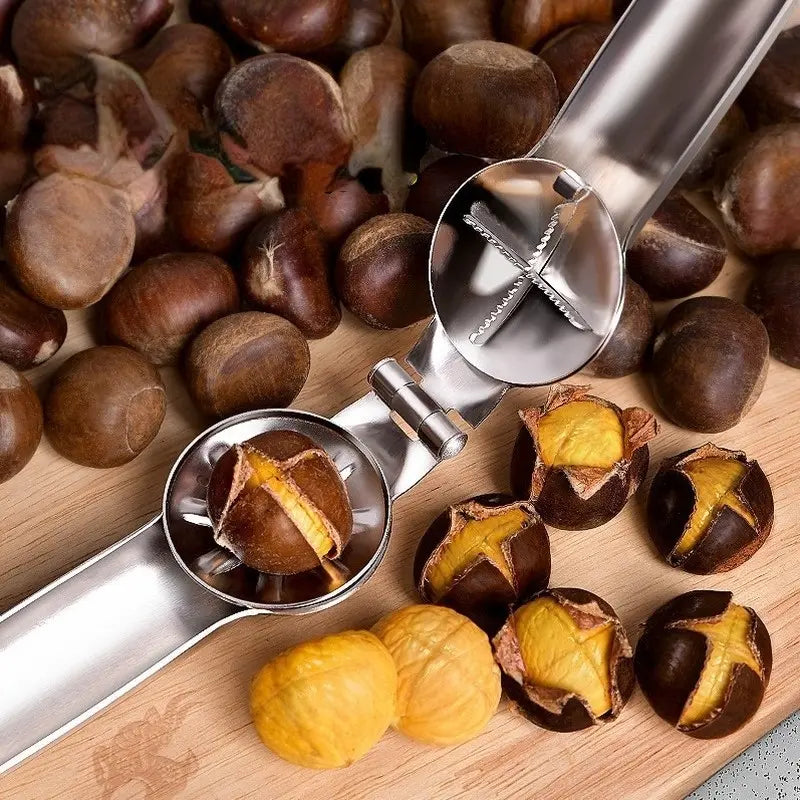 Stainless Steel Nutcracker - Easy-to-Use Chestnut & Walnut Opener, Durable Kitchen Gadget