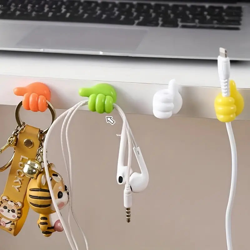 5pcs Thumb Pattern Cable Organizers - No-Drill Hooks for Home