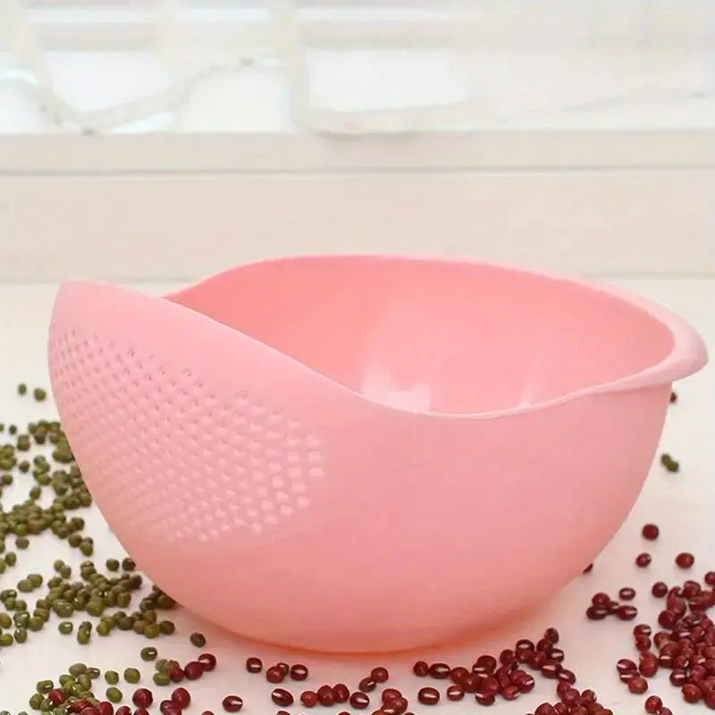 1pc, Wheat Straw Rice Washing Bowl With Strainer - Efficiently Wash Small Grains And Kitchen Gadgets