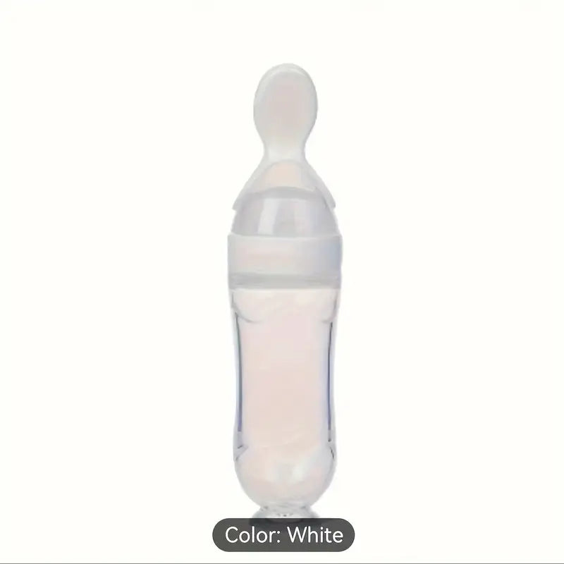 Food Feeder, Silicone Feeding Bottle With Spoon And Suction, 90ml Food Spoon Tableware, Multifunctional Feeding Tableware, Medicine And Food Processor