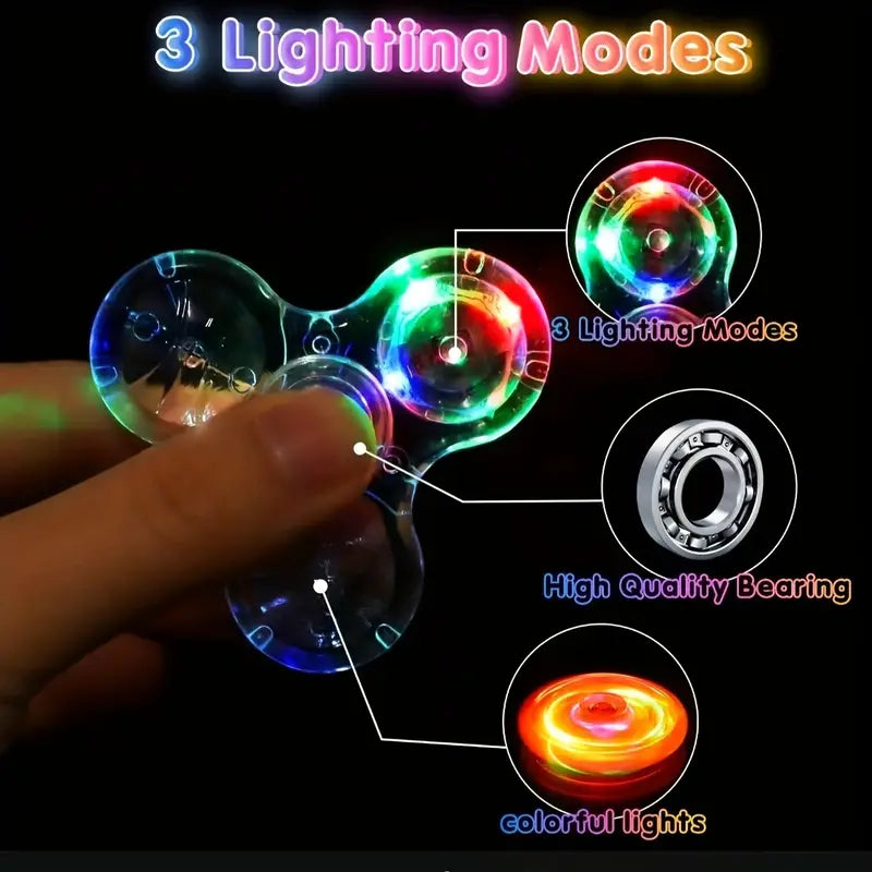 Light-Up Fidget Spinner - Relax Toy, Educational & Fun, White PC Material