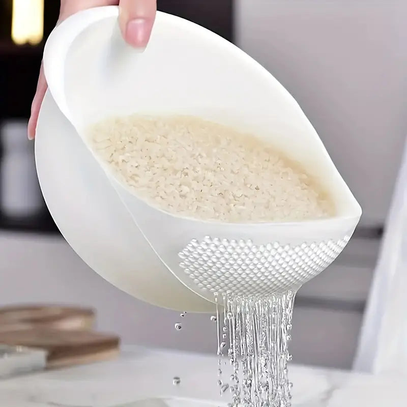 1pc, Wheat Straw Rice Washing Bowl With Strainer - Efficiently Wash Small Grains And Kitchen Gadgets