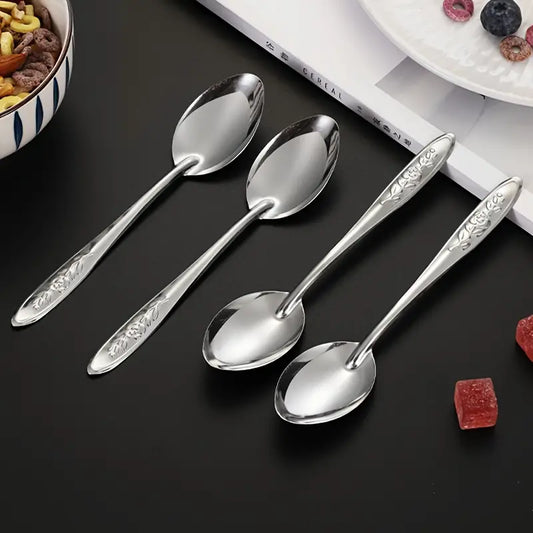 "10-Pack Elegant Stainless Steel Soup Spoons with Rose Handle - Stylish, Durable Cutlery for Home & Events"