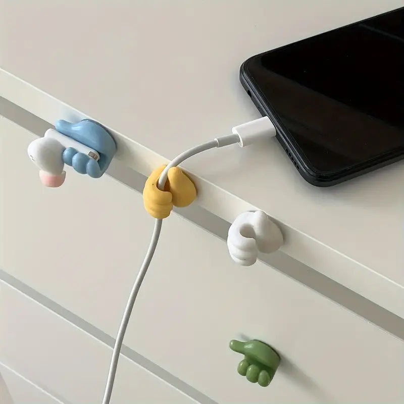 5pcs Thumb Pattern Cable Organizers - No-Drill Hooks for Home