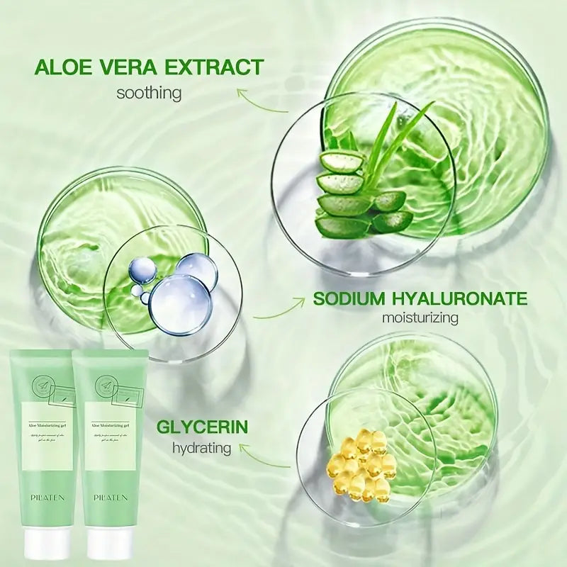 "50g Aloe Vera Gel: Fast-Absorbing Moisturizer for Face & Body - Hydrating, Pore-Shrinking After-Sun Care!"