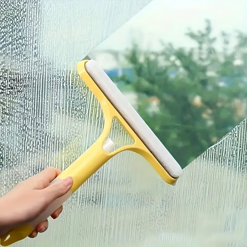 "3-in-1 Glass Wiper: Spray, Clean & Scrape with Ease!"