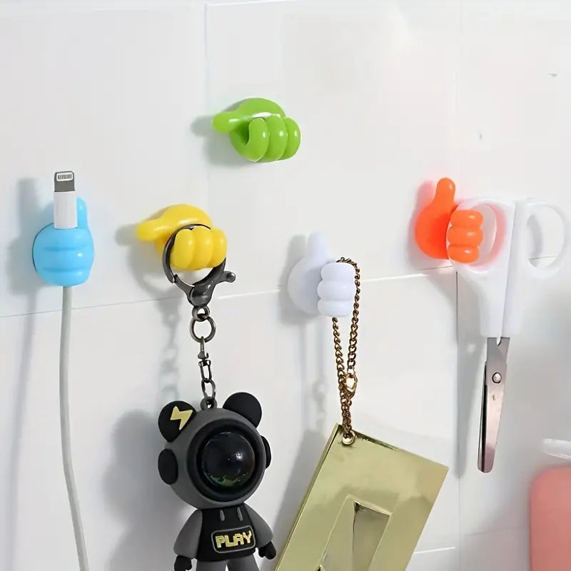 5pcs Thumb Pattern Cable Organizers - No-Drill Hooks for Home