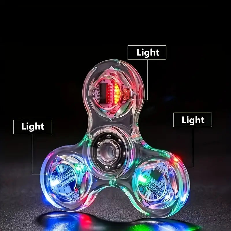 Light-Up Fidget Spinner - Relax Toy, Educational & Fun, White PC Material