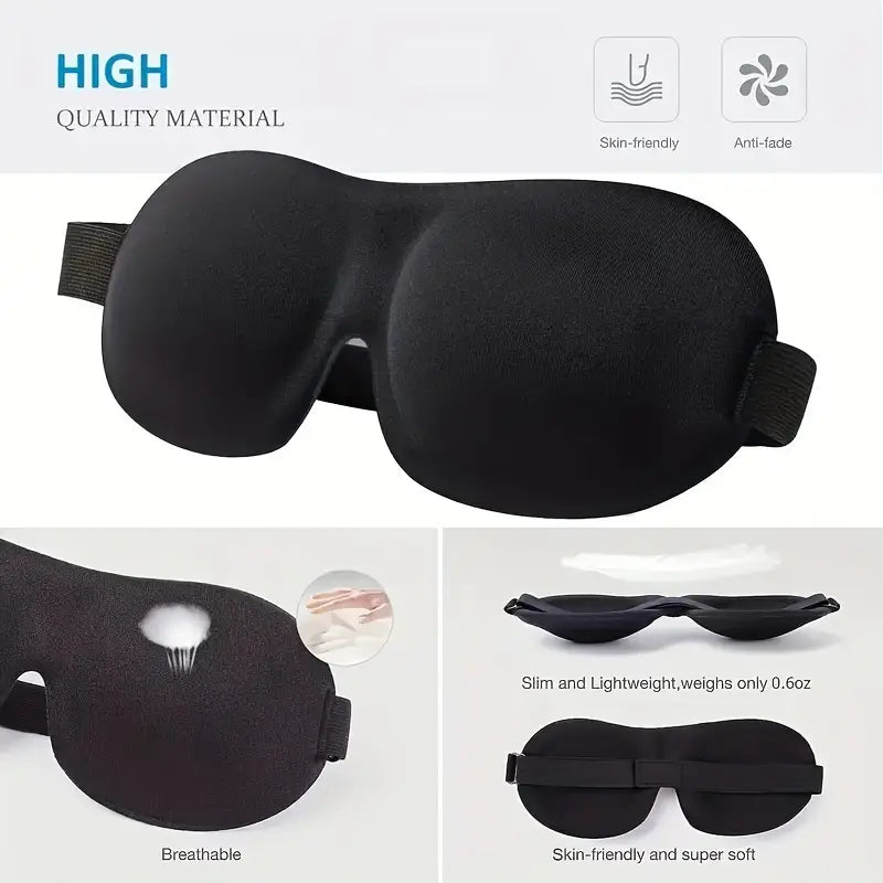 "Ultimate Comfort: 3D Contoured Light Blocking Sleep Mask – Choose 1, 5, or 10 Pack!"