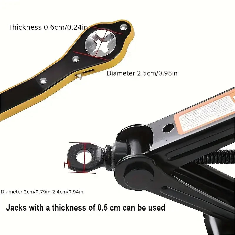 "360° Auto Labor-Saving Ratchet Wrench & Scissor Jack for Cars and Motorcycles"