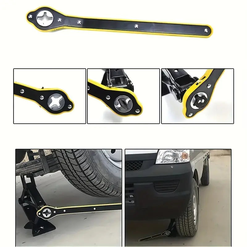 "360° Auto Labor-Saving Ratchet Wrench & Scissor Jack for Cars and Motorcycles"