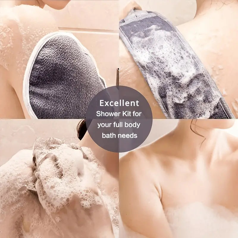 3-Piece Exfoliating Bath Set: Loofah, Glove & Washcloth