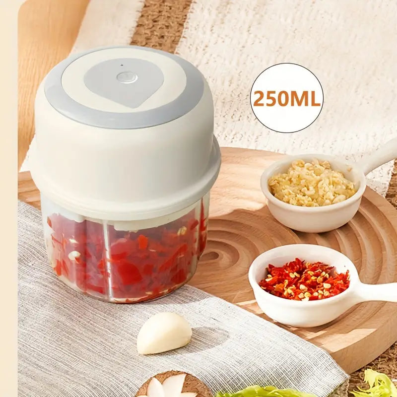 "Hilton 250ml Electric Garlic & Vegetable Chopper: Portable, USB Rechargeable Kitchen Gadget"