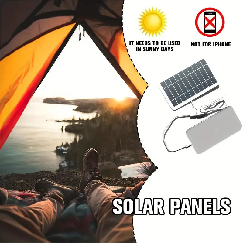 Waterproof Portable Solar Charger with USB - 2W, Safe Charge for Power Banks & Phones, Ideal for Outdoor Camping & Home Use