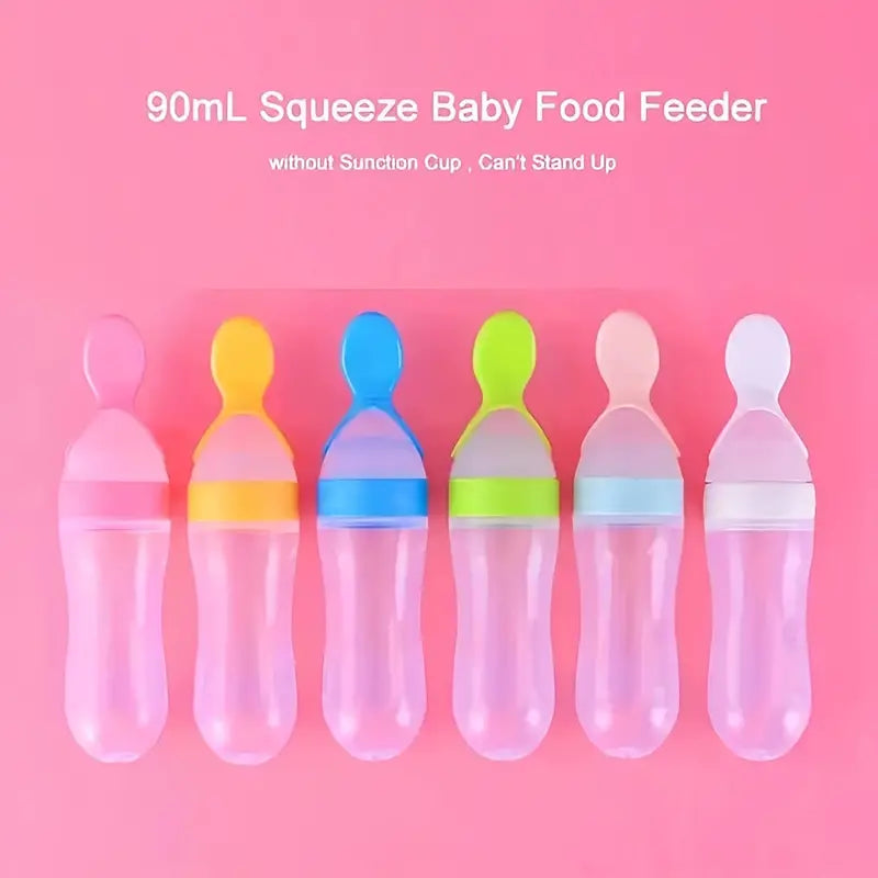 Food Feeder, Silicone Feeding Bottle With Spoon And Suction, 90ml Food Spoon Tableware, Multifunctional Feeding Tableware, Medicine And Food Processor