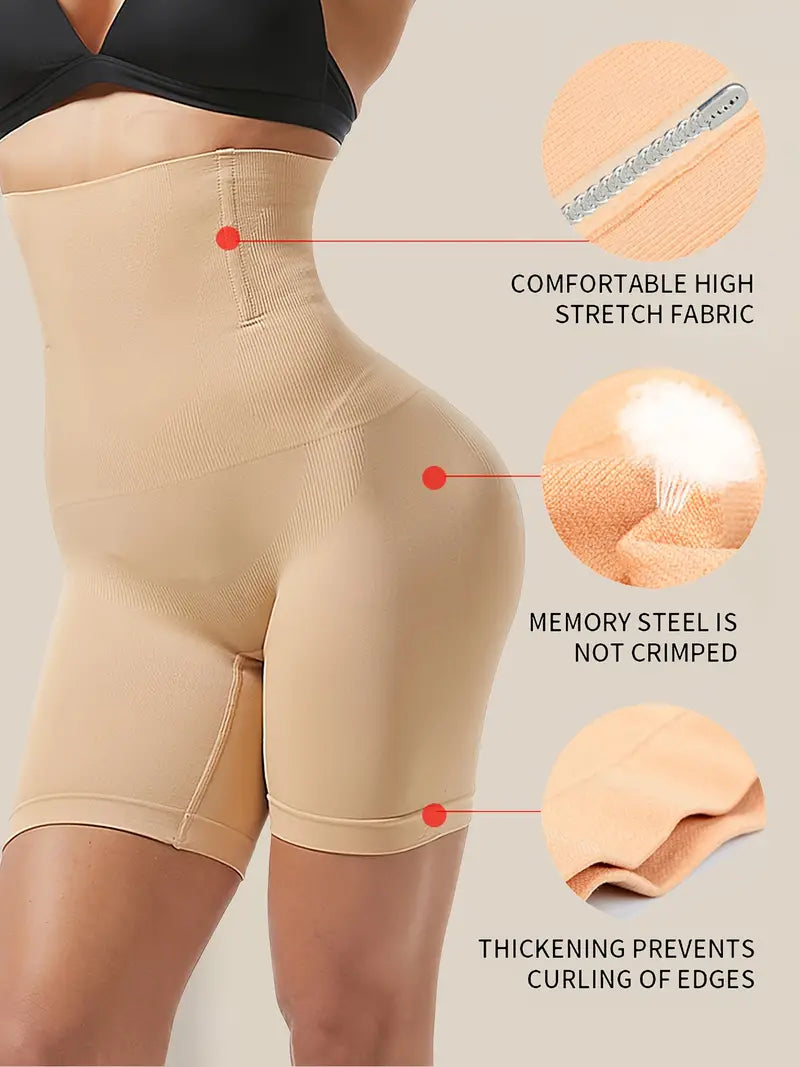 Solid Seamless High Waist Shaping Shorts for Tummy Control and Butt Lift