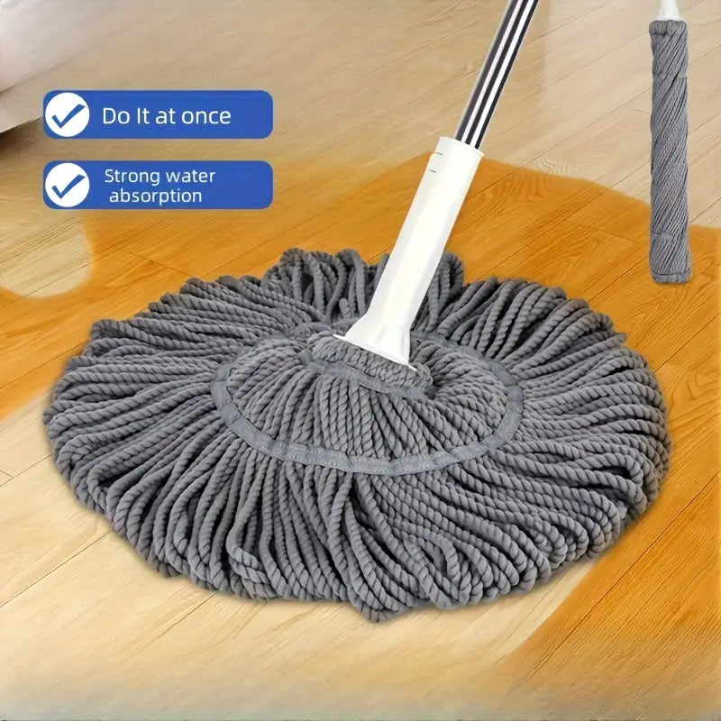 "Microfiber Easy Wring Spin Mop & Stainless Steel Bucket Set: Effortless Floor Cleaning!"