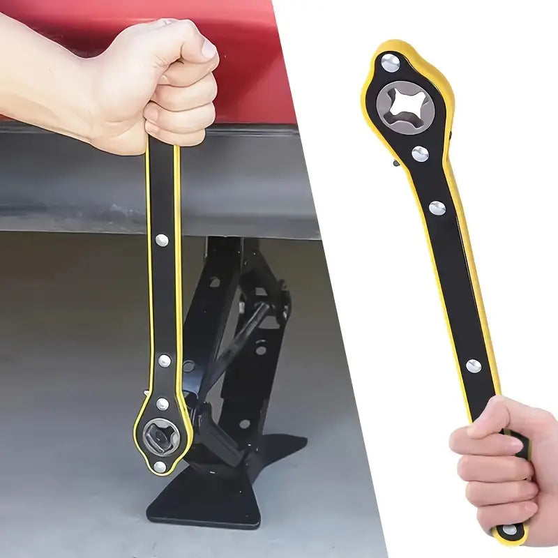 "360° Auto Labor-Saving Ratchet Wrench & Scissor Jack for Cars and Motorcycles"