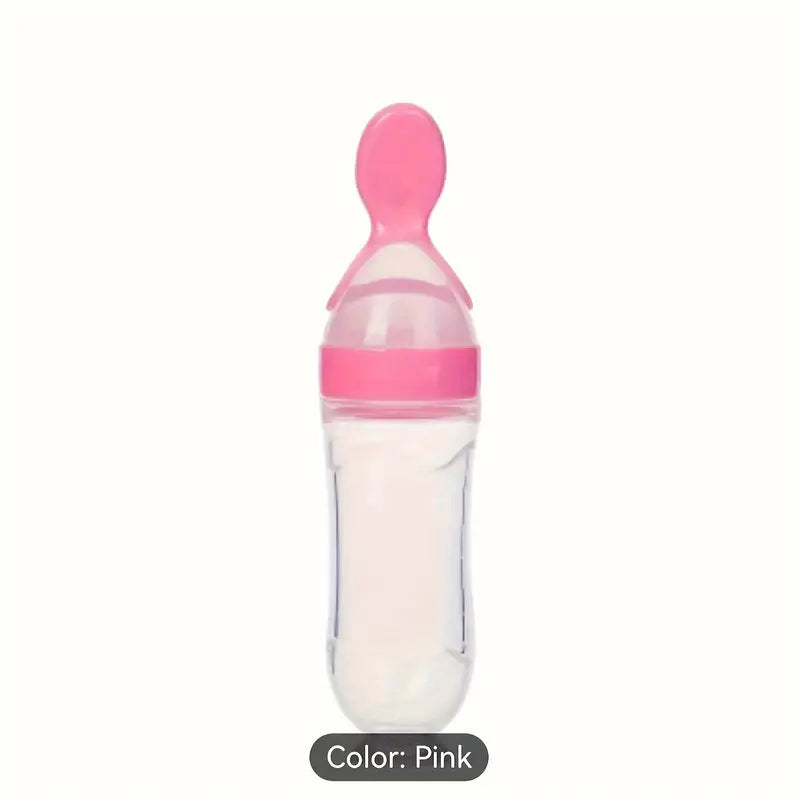 Food Feeder, Silicone Feeding Bottle With Spoon And Suction, 90ml Food Spoon Tableware, Multifunctional Feeding Tableware, Medicine And Food Processor