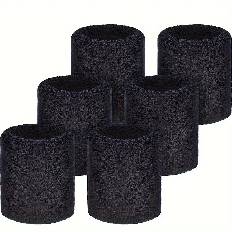 "6-Pack Sweatbands: Quick-Dry Cotton Blend Wristbands for Sports & Fitness!"