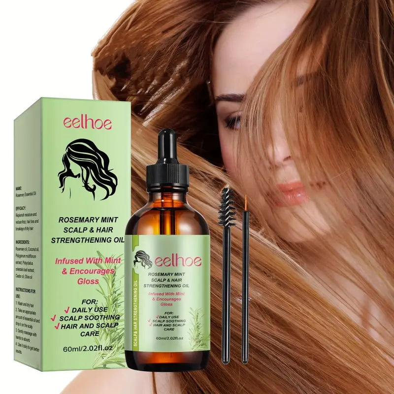 60ml Rosemary Mint Scalp And Hair Strengthening Oil, Rosemary Hair Care Essential Oil, Making Hair Soft And Smooth, Hair Care Essential Oil