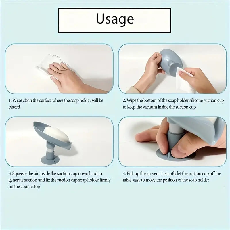 "Leaf Shape Suction Cup Soap Dish - Stylish Bathroom Organizer"