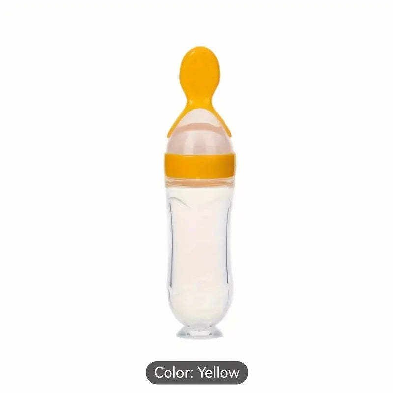 Food Feeder, Silicone Feeding Bottle With Spoon And Suction, 90ml Food Spoon Tableware, Multifunctional Feeding Tableware, Medicine And Food Processor