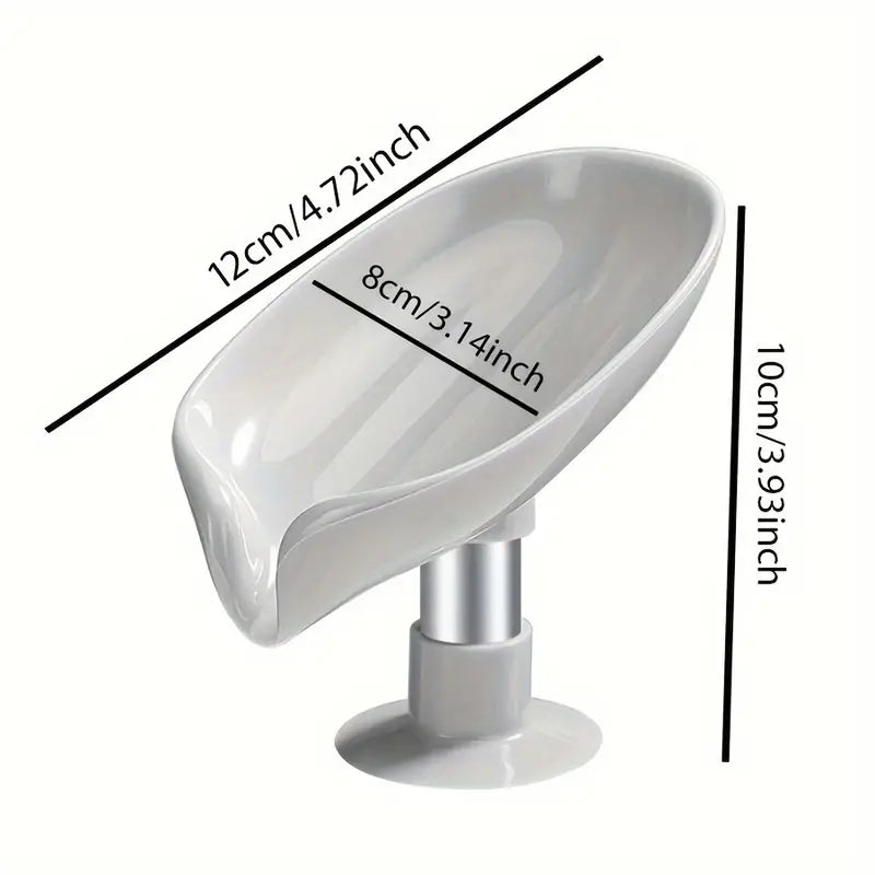 "Leaf Shape Suction Cup Soap Dish - Stylish Bathroom Organizer"