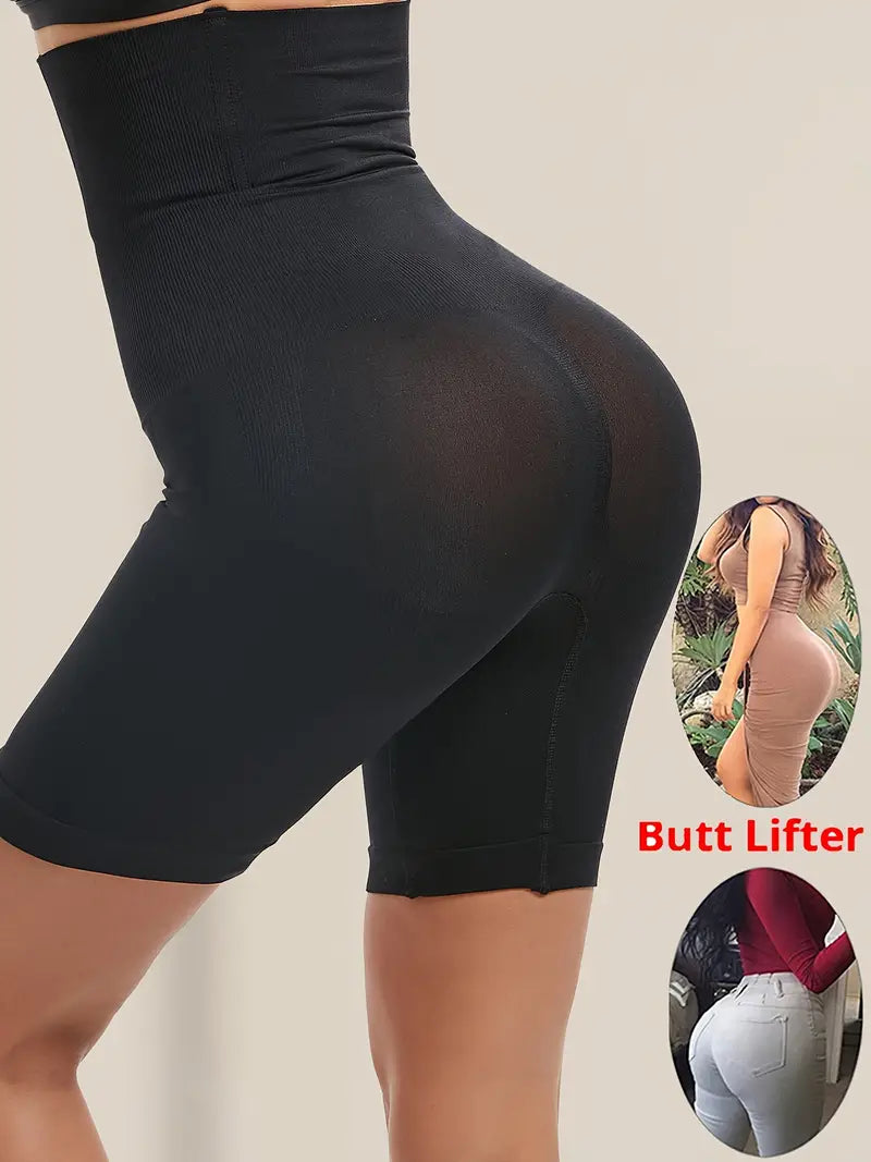 Solid Seamless High Waist Shaping Shorts for Tummy Control and Butt Lift