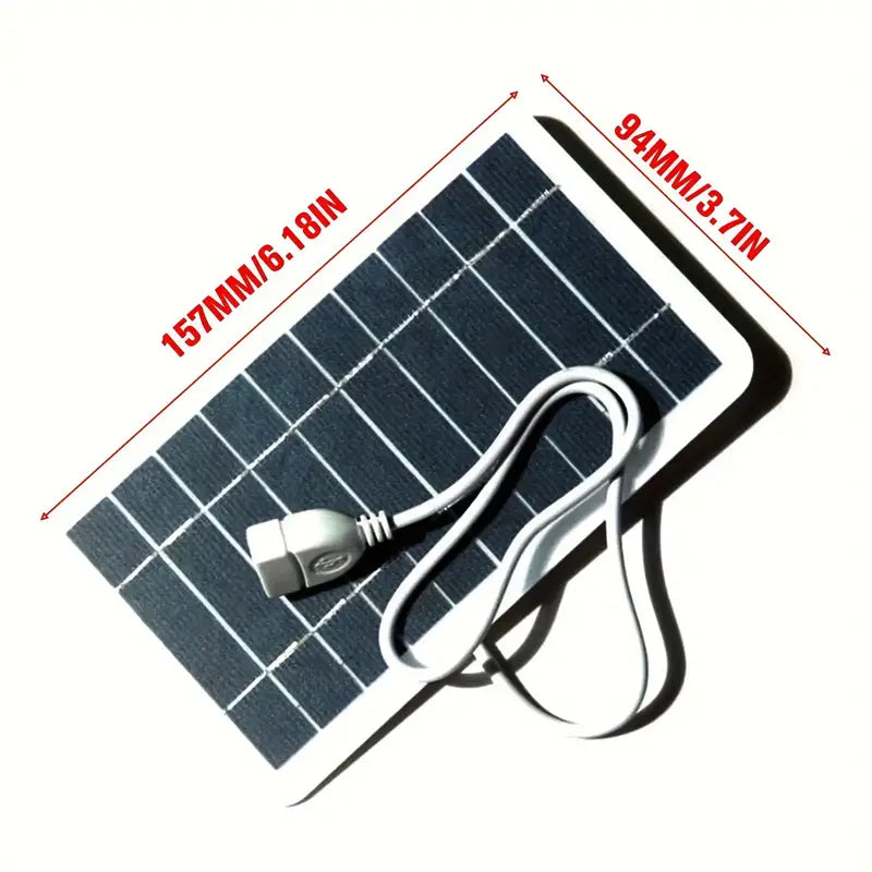 Waterproof Portable Solar Charger with USB - 2W, Safe Charge for Power Banks & Phones, Ideal for Outdoor Camping & Home Use