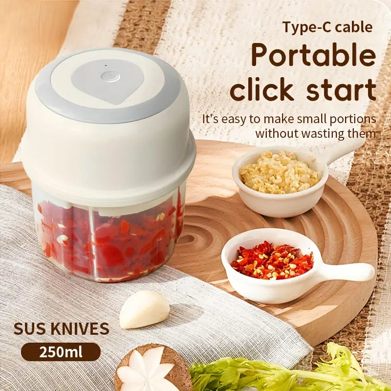 "Hilton 250ml Electric Garlic & Vegetable Chopper: Portable, USB Rechargeable Kitchen Gadget"