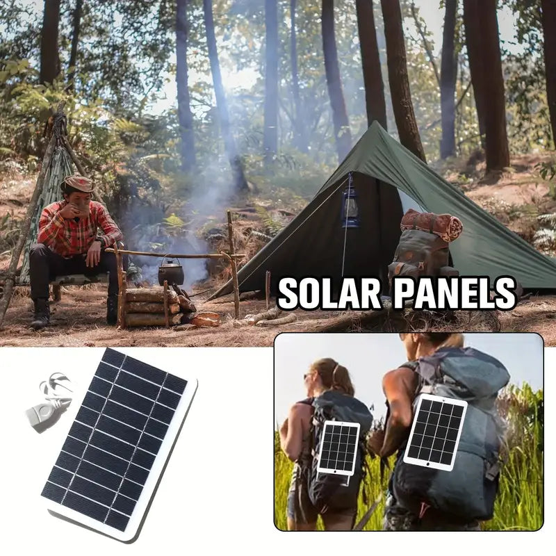 Waterproof Portable Solar Charger with USB - 2W, Safe Charge for Power Banks & Phones, Ideal for Outdoor Camping & Home Use