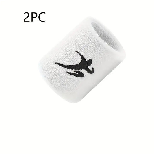 (2pcs, 1 pair) Cotton Sweatbands: Breathable & Elastic for Gym, Running, & Fitness!"